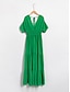billige uformell kjole-kvinners chiffon grønn grime v-hals tie tilbake smock maxi kjole