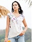 ieftine Bluze &amp; Camisole Damă-Pentru femei Bluză Floral Concediu Imprimeu Roz Îmbujorat Fără manșon De Bază În V