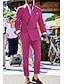 cheap Suits-Fuchsia Army Green Coffee Men&#039;s Wedding Suits Solid Colored 2 Piece Daily Lightweight Casual Tailored Fit Double Breasted Two-buttons 2024