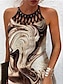 voordelige Jurken met print-Dames Casual jurk Slipdress Marmeren afdrukken Uitknippen Afdrukken Bandje Mini-jurk Hawaii Dagelijks Vakantie Mouwloos Zomer