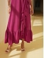 abordables Knit Dress-vestido largo de punto con cordón y volantes