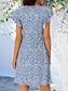 cheap Print Dresses-Women&#039;s V Neck Flutter Sleeve Midi Dress Short Sleeve Summer Spring