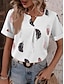 baratos T-Shirts de mulher-Mulheres Camiseta Pena Diário Férias Para Noite Preto Manga Curta à moda Decote V Verão