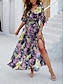 Χαμηλού Κόστους Print Φορέματα-Γυναικεία Καθημερινό φόρεμα Φόρεμα σε γραμμή Α Φλοράλ Στάμπα Λαιμόκοψη V Μακρύ Φόρεμα Μάξι Φόρεμα Βοημία Στυλάτο Καθημερινά Ημερομηνία 3/4 Μήκος Μανικιού Καλοκαίρι