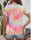 billige T-skjorter til kvinner-Dame T skjorte Nyanse Daglig Rosa Kortermet Fritid Crew-hals Sommer