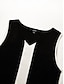 billige Knit Dress-kvinners svart maxi kjole modal farge blokk ermeløs v-hals en linje strikket elegant kjole