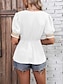 preiswerte T-Shirts für Damen-Damen Tunika Glatt Spitze Täglich Urlaub Modisch Kurzarm V Ausschnitt Schwarz Sommer
