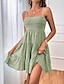 cheap Casual Dresses-Women&#039;s Chiffon Dress Plain Ruffle Shirred Spaghetti Strap Midi Dress Casual Sleeveless Summer Spring