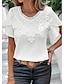 baratos Blusas e Camisas de mulher-Mulheres Camisa de renda Renda Manga Curta Gola Redonda Branco Verão
