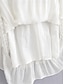 billige ensfargede kjoler-Dame Hvit kjole Maxikjole med erme Feriereise Elegant V-hals Halvlange ermer Hvit Farge