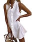 cheap Design Cotton &amp; Linen Dresses-Women&#039;s White Dress Linen Dress Tank Dress Mini Dress Cotton Ruffle Casual Daily Vacation V Neck Sleeveless Summer Spring White Plain