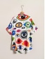 ieftine cămăși, topuri și bluze-satin arta abstracta camasa casual cu grafica satinata