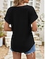 cheap Women&#039;s T-shirts-Women&#039;s Tunic Daily Vacation Weekend Bohemia Tropical Fashion Short Sleeve Square Neck Black Summer