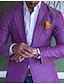 cheap Blazer&amp;Jacket-Men&#039;s Linen Blazer Beach Wedding Casual Solid Colored Regular Tailored Fit Single Breasted Two-buttons Blue Purple Green 2024
