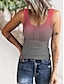 cheap Tank Tops &amp; Camis-Women&#039;s Tank Top Cotton Color Gradient Button Print Daily Vacation Casual Sleeveless U Neck Pink Summer
