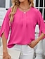 abordables Blusas y camisas de mujer-Mujer Camisa En Cortina Vacaciones Playa Manga Corta Escote Cuadrado Rosa Verano