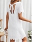 ieftine rochii simple-Pentru femei Rochie casual Rochie albă din dantelă cu mâneci Rochie Mini Dantelă Casual Stil Nautic Manșon Jumate Alb Culoare