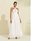 billige afslappet kjole-dame chiffon hvid grime elegant maxi kjole