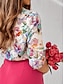 preiswerte Blusen und Hemden für Damen-Damen Hemd Bluse Blumen Punkt Täglich Urlaub Taste Bedruckt Weiß Langarm Brautkleider schlicht Hemdkragen Frühling Sommer