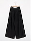 Недорогие женские брюки-Женские черные широкие брюки из искусственного шелка с высокой талией и копчеными брюками
