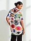 Недорогие рубашки, топы и блузки-атласная атласная повседневная рубашка с абстрактным искусством и графикой