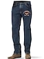 billiga Jeans med tryck för män-grafiska jeans herr cowboy 1923 tryckt komfort full längd casual vintage slim fit jean