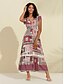 cheap Print Casual Dress-Rainbow Geometric Lace Maxi Dress