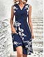 cheap Print Dresses-Women&#039;s Floral Print V Neck Midi Dress Daily Date Sleeveless Summer Spring