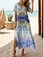 preiswerte Bedruckte Kleider-Damen Casual kleid Graphic Stammes Geteilter Saum V Ausschnitt Maxidress Boho Urlaub Kurzarm Sommer