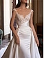cheap Wedding Dresses-Wedding Dresses Ball Gown Off Shoulder V Neck Sleeveless Chapel Train Satin Bridal Gowns With Pleats Ruched 2024