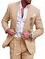 abordables Costume en lin-Costumes d&#039;été en lin pour hommes, 2 pièces, couleur unie, sur mesure, sans boutons, champagne beige, 2024