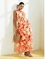 preiswerte Lässiges Kleid mit Aufdruck-ärmelloses Maxikleid aus Baumwolle mit Blumenmuster