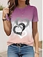 olcso Női pólók-Női Póló AEÁ Zászló Nyomtatott Napi Hétvége Divat Rövid ujjú Terített nyak Arcpír rózsaszín Nyár