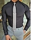 voordelige Overhemden-Voor heren Jurken Overhemd Standaard pasvorm Lange mouw Revers Effen Kleur Polyester Zwart Wit 2023
