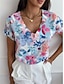 economico Bluse e camicie da donna-Blusa Per donna Rosa / bianco Nero Bianco Floreale Stampa Giornaliero Elegante A V Standard S