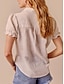 رخيصةأون بلوزات وقمصان للنساء-نسائي سهل كشكش المنزل عمل مناسب للبس اليومي أساسي كاجوال قبعة القميص أبيض الصيف الربيع
