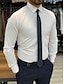 cheap Shirts-White Men&#039;s Dress Shirt Standard Fit Long Sleeve Lapel Solid Color Polyester 2024