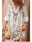 levne Boho šaty-Dámské Midi šaty Šifonové šaty Boho Chic šaty Boho šaty Elegantní šaty Elegantní Čechy Vinobraní Dovolená Denní Rande Štíhlý Květinový Krátký rukáv Do V Černá Světlá růžová Rubínově červená Béžová