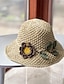 cheap Women&#039;s Hats-1pcs Flower Braid Straw Hat Handmade Creative Basin Hat Summer Hollow Out breathable Sun Hats Suitable For Seaside Vacation