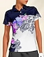 olcso Női golfruházat-Női POLO trikó Fekete Rövid ujjú Napvédő Felsők Virágos Paisley Női golffelszerelések ruhák ruhák, ruházat