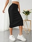 preiswerte Midi -Röcke-Damen Rock Bodycon Midi Röcke Gespaltene Enden Einfarbig Strasse Casual Sommer Polyester Modisch Brautkleider schlicht Schwarz