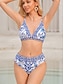 olcso Bikiniszettek-Női Szabályos Fürdőruha Bikini 2 darab Fürdőruha Push up Virágos Grafika V-alakú Szabadság Strandruházat Fürdőruhák