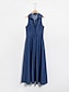 Χαμηλού Κόστους casual φόρεμα-γυναικείο αμάνικο μάξι φόρεμα indigo με κουμπιά
