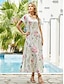 Χαμηλού Κόστους Print Φορέματα-Γυναικεία Καθημερινό φόρεμα Κοντομάνικο φόρεμα Φλοράλ Σκίσιμο Στάμπα Στρογγυλή Ψηλή Λαιμόκοψη Μακρύ Φόρεμα Μάξι Φόρεμα Ημερομηνία Κοντομάνικο Καλοκαίρι