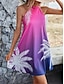 abordables Robes à motifs-Femme Robe casual Feuille Tropical Imprimer Dos nu Mini robe Hawaïen mode du quotidien Vacances Sans Manches Eté