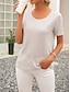 abordables Tops Basiques pour femmes-T shirt Tee Femme Blanche Rose Claire Plein Dos ouvert Plein Air du quotidien Mode Col Rond Standard S