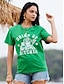 お買い得  レディースＴシャツ-女性用 Tシャツ コットン シャムロック レタード パーティー 聖パトリックの日 祝日 プリント ブラック 半袖 クラシック おかしい ラウンドネック Irish Shirt St. Patrick&#039;s Day T-Shirt for Women St. Patrick&#039;s Shirt unisex Luck of the Irish, Shamrock Shirt オールシーズン