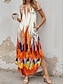 Χαμηλού Κόστους Print Φορέματα-Γυναικεία Σκίσιμο Στάμπα Στρογγυλή Ψηλή Λαιμόκοψη Μακρύ Φόρεμα Μάξι Φόρεμα Κοντομάνικο Καλοκαίρι