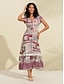 billiga tryck avslappnad klänning-regnbåge geometrisk spets maxiklänning