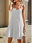Χαμηλού Κόστους σχέδιο βαμβακερά &amp; λινά φορέματα-Γυναικεία Λευκό φόρεμα Καθημερινό φόρεμα Φόρεμα από βαμβακερό λινό Μίνι φόρεμα Εξώπλατο Βολάν στρίφωμα Βασικό Καθημερινά Λεπτές Τιράντες Αμάνικο Καλοκαίρι Άνοιξη Λευκό Πορτοκαλί Σκέτο